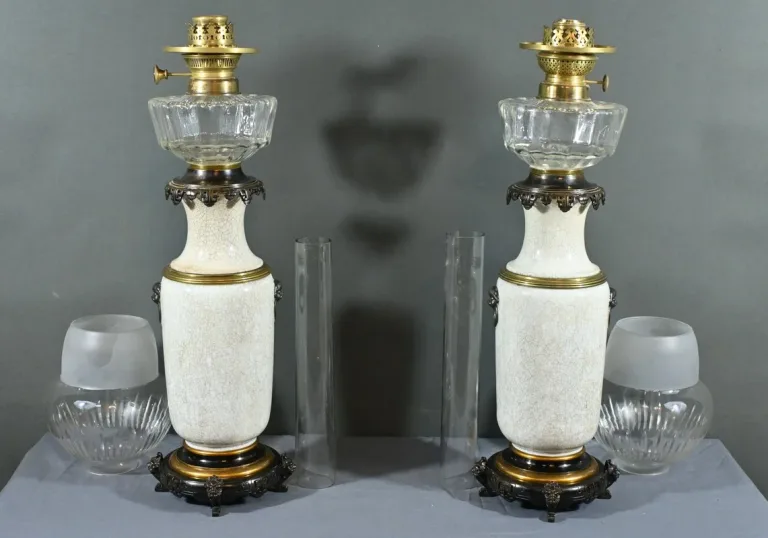 Lampes à Pétrole en Céramique, Maison Numberger-Lemonon – Milieu XIXe