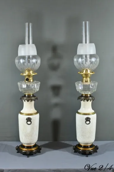Lampes à Pétrole en Céramique, Maison Numberger-Lemonon – Milieu XIXe