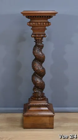 Importante Colonne Pivotante en Noyer massif – 1900