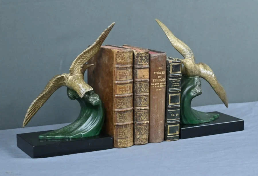 Serre-Livres en Régule, signés Mélo, Art Déco - 1930