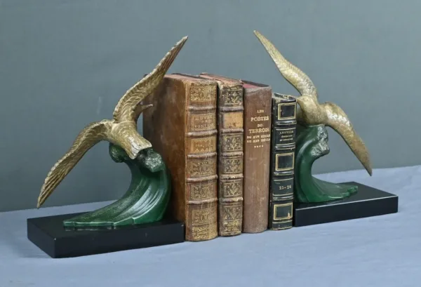 Serre-Livres en Régule, signés Mélo, Art Déco - 1930