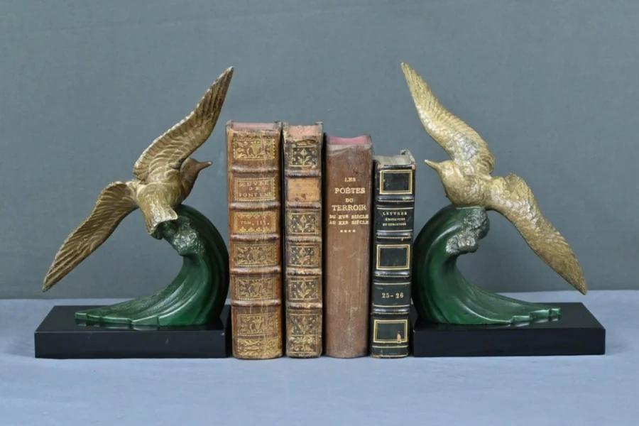 Serre-Livres en Régule, signés Mélo, Art Déco - 1930