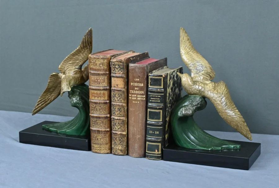 Serre-Livres en Régule, signés Mélo, Art Déco - 1930