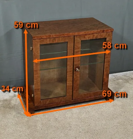 Petite Vitrine en Acajou Moucheté, Art Déco – Début XXe