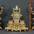 Importante Garniture de Cheminée en Bronze Doré, style Louis XVI – Fin XIXe