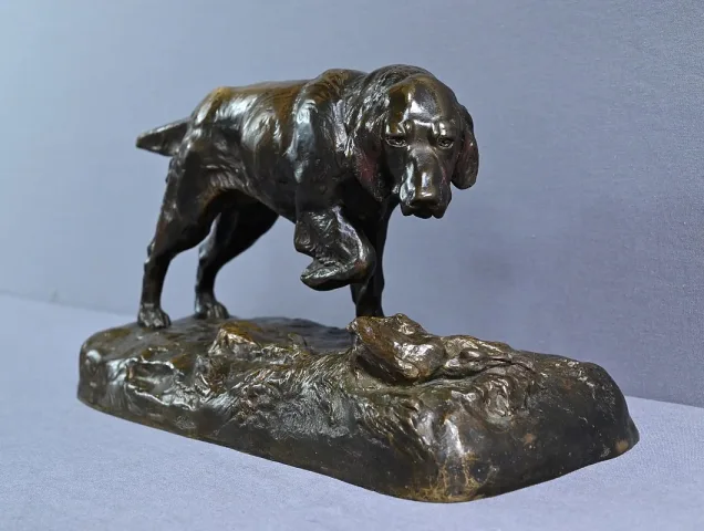 BRONZE DOG signed E. SAMSON