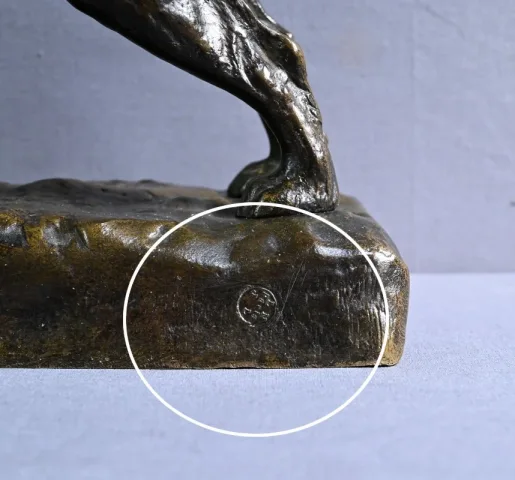 BRONZE DOG signed E. SAMSON
