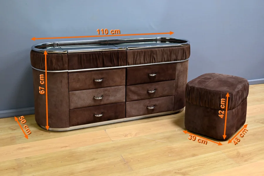 Coiffeuse en Nubuck, design Italien – 1970