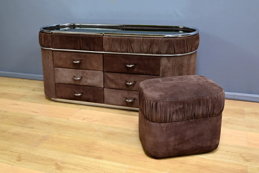 Coiffeuse en Nubuck, design Italien – 1970