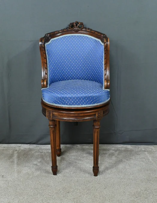 Chaise de Harpiste Pivotante en Hêtre, style Louis XVI – Début XXe