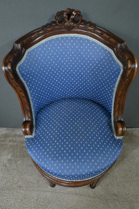 Chaise de Harpiste Pivotante en Hêtre, style Louis XVI – Début XXe