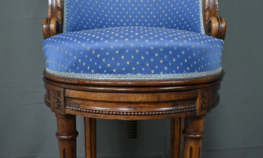 Chaise de Harpiste Pivotante en Hêtre, style Louis XVI – Début XXe