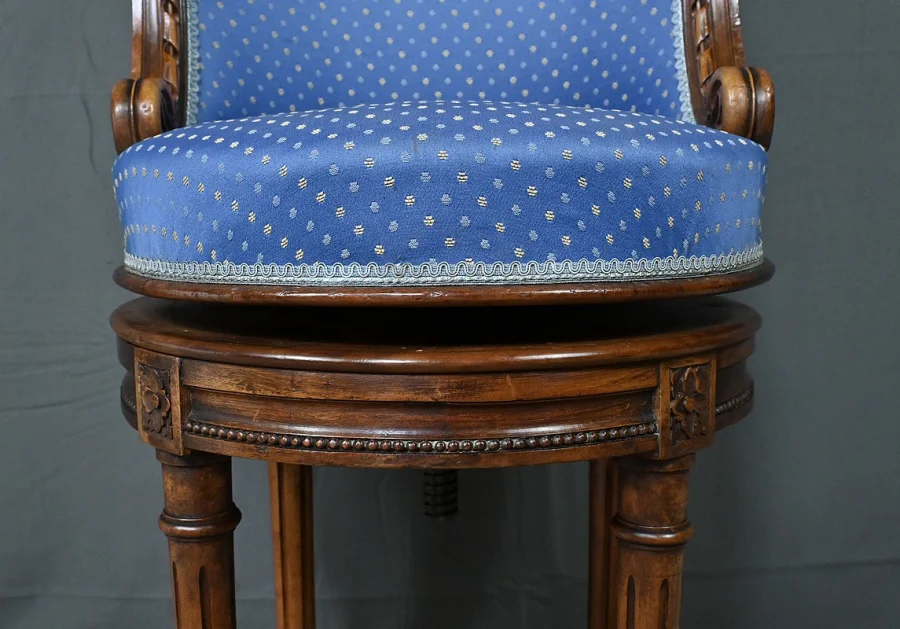 Chaise de Harpiste Pivotante en Hêtre, style Louis XVI – Début XXe