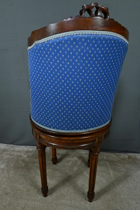 Chaise de Harpiste Pivotante en Hêtre, style Louis XVI – Début XXe