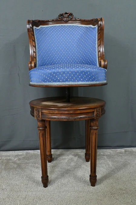Chaise de Harpiste Pivotante en Hêtre, style Louis XVI – Début XXe