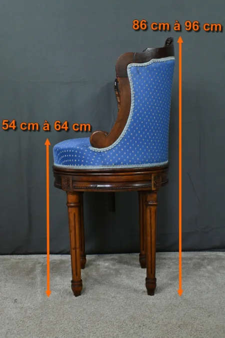 Chaise de Harpiste Pivotante en Hêtre, style Louis XVI – Début XXe