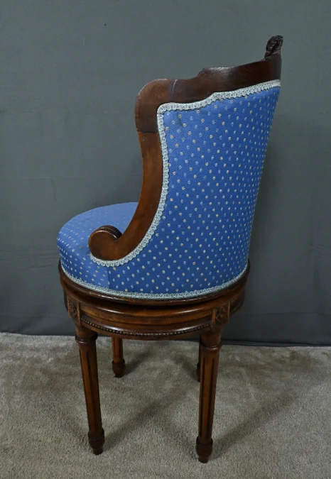 Chaise de Harpiste Pivotante en Hêtre, style Louis XVI – Début XXe