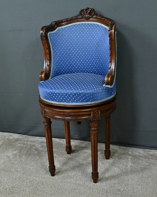 Chaise de Harpiste Pivotante en Hêtre, style Louis XVI – Début XXe