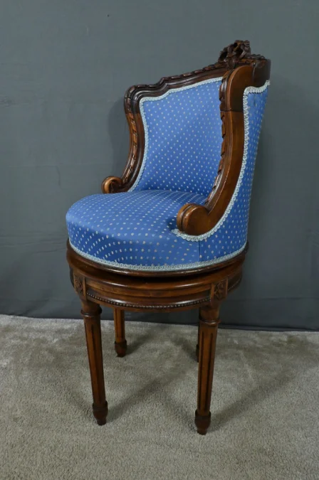 Chaise de Harpiste Pivotante en Hêtre, style Louis XVI – Début XXe