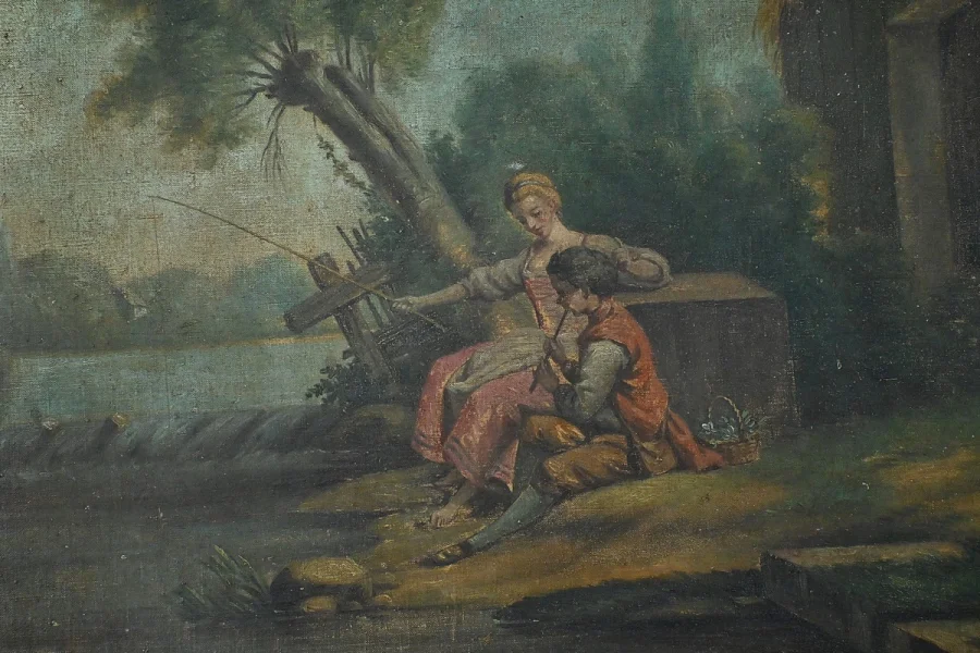 LOUIS XV STYLE TRUMEAU MIRROR