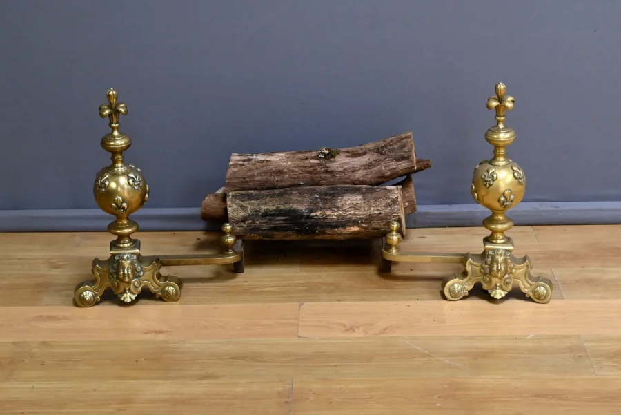 Paire de Chenets en Bronze Doré – 1ère Partie XIXe