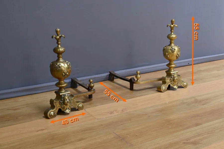 Paire de Chenets en Bronze Doré – 1ère Partie XIXe