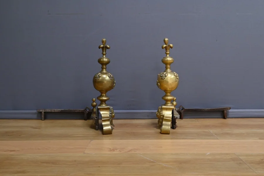 Paire de Chenets en Bronze Doré – 1ère Partie XIXe