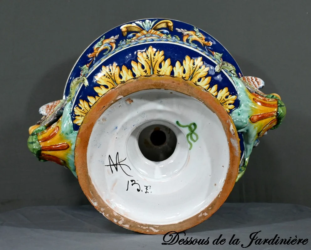 Jardinière en Faïence de Nevers signée - Fin XIXe