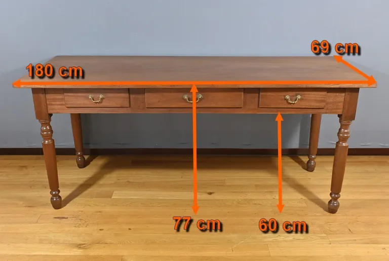 Table Bureau en Acajou massif - 2ème partie XIXe