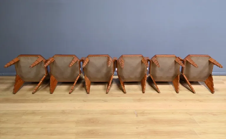 Suite de 6 Fauteuils en Bois de Rose, Art Déco – 1910