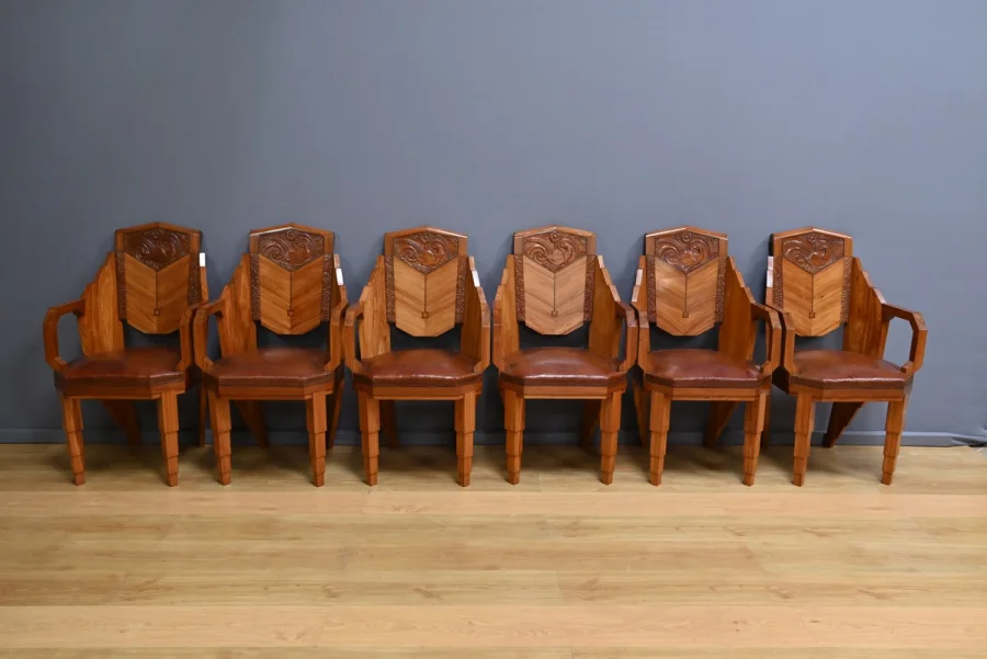 Suite de 6 Fauteuils en Bois de Rose, Art Déco – 1910