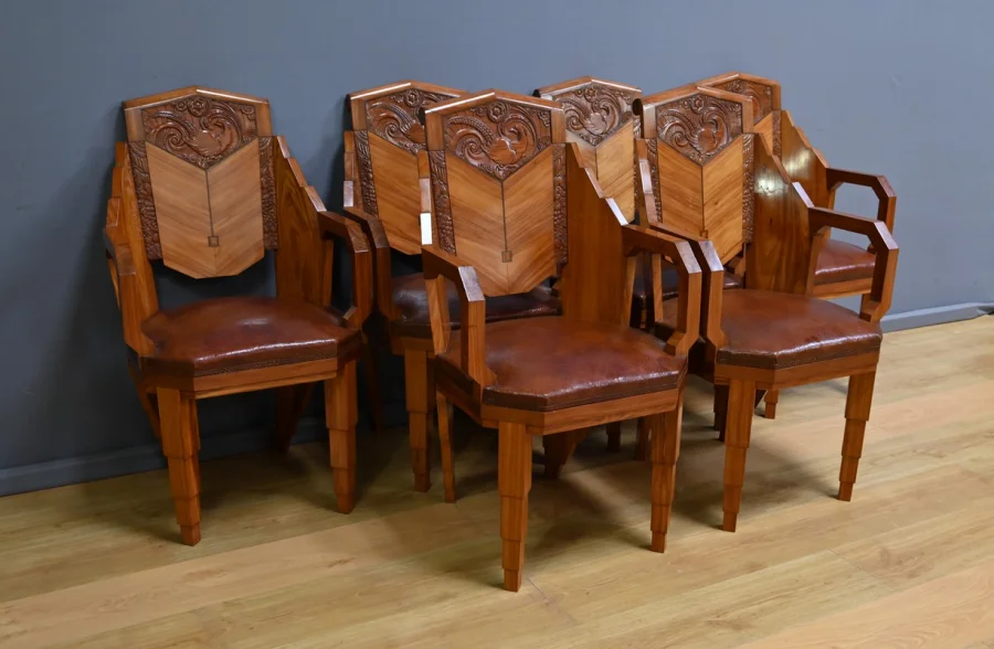Suite de 6 Fauteuils en Bois de Rose, Art Déco – 1910