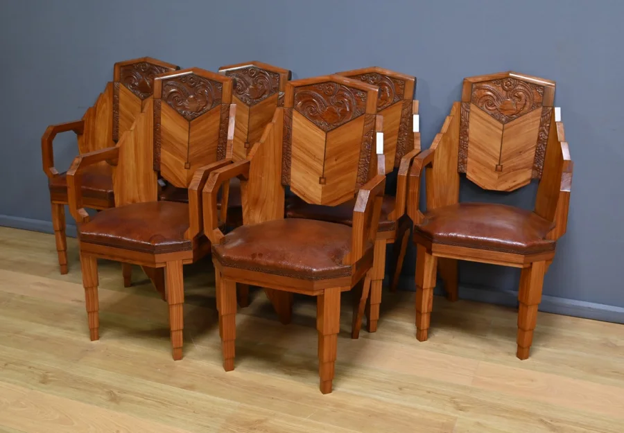 Suite de 6 Fauteuils en Bois de Rose, Art Déco – 1910