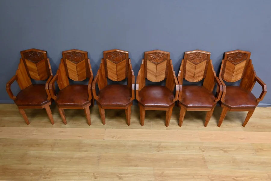 Suite de 6 Fauteuils en Bois de Rose, Art Déco – 1910