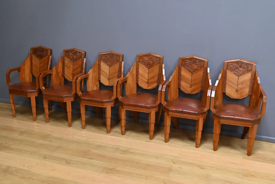 Suite de 6 Fauteuils en Bois de Rose, Art Déco – 1910