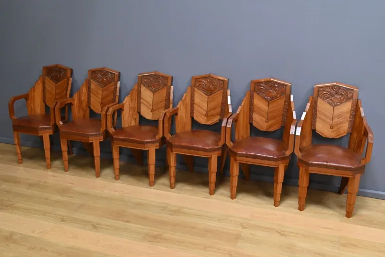 Suite de 6 Fauteuils en Bois de Rose, Art Déco – 1910