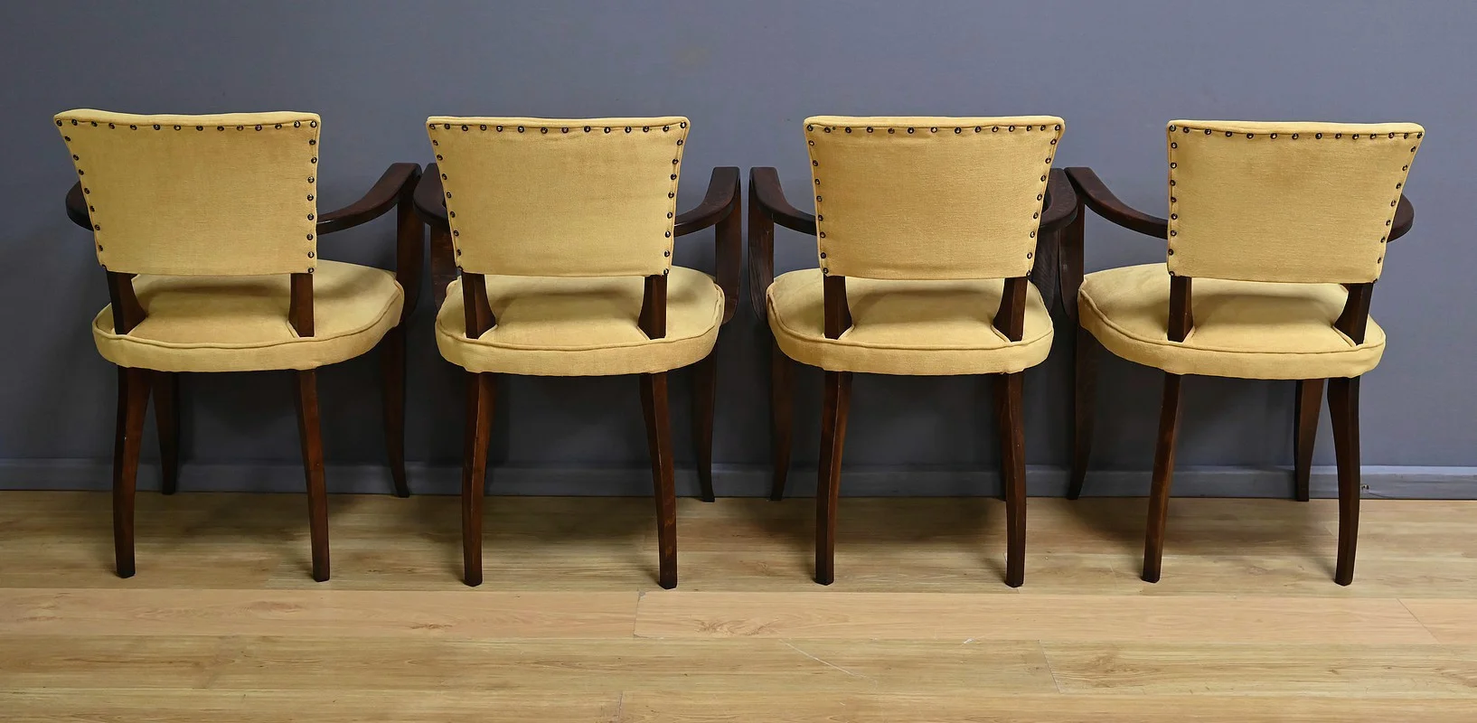Suite de 4 Fauteuils Bridge, Art Déco, goût J.Leleu – 1940