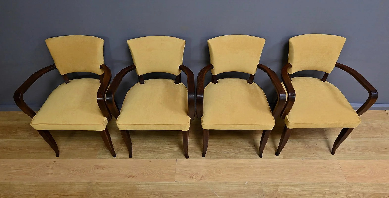 Suite de 4 Fauteuils Bridge, Art Déco, goût J.Leleu – 1940