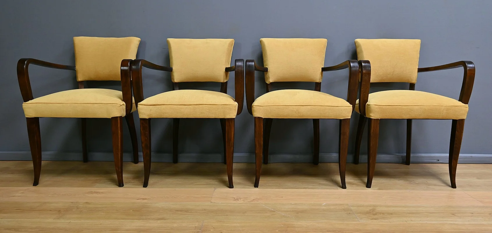 Suite de 4 Fauteuils Bridge, Art Déco, goût J.Leleu – 1940