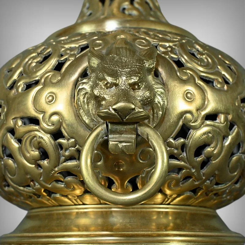 Lampe à Pétrole électrifiée en Laiton – 1920
