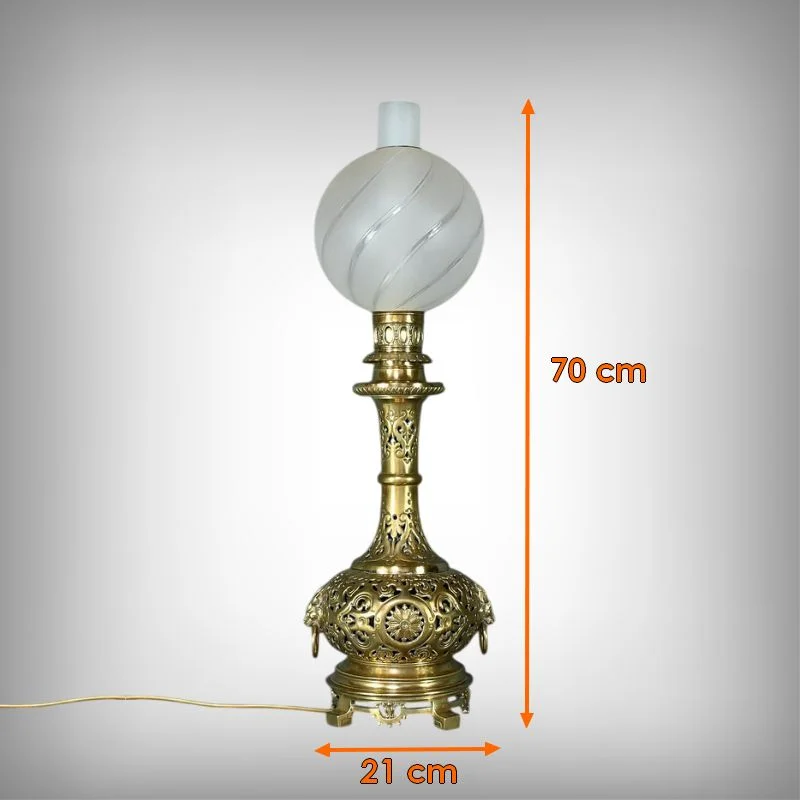 Lampe à Pétrole électrifiée en Laiton – 1920