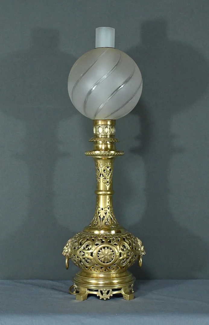 Lampe à Pétrole électrifiée en Laiton – 1920