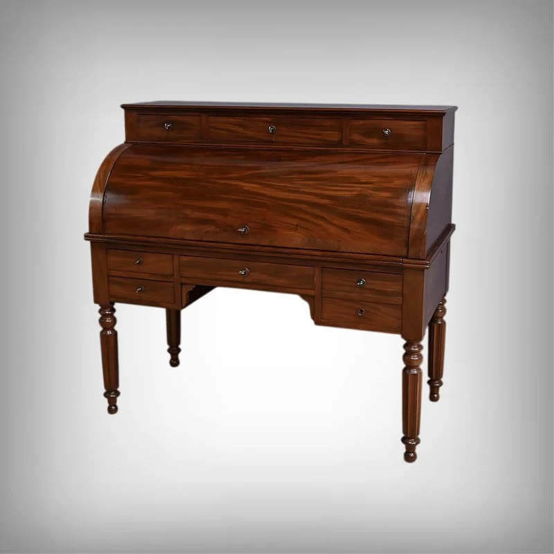 FRENCH RESTAURATION PERIOD CYLINDER TOP DESK