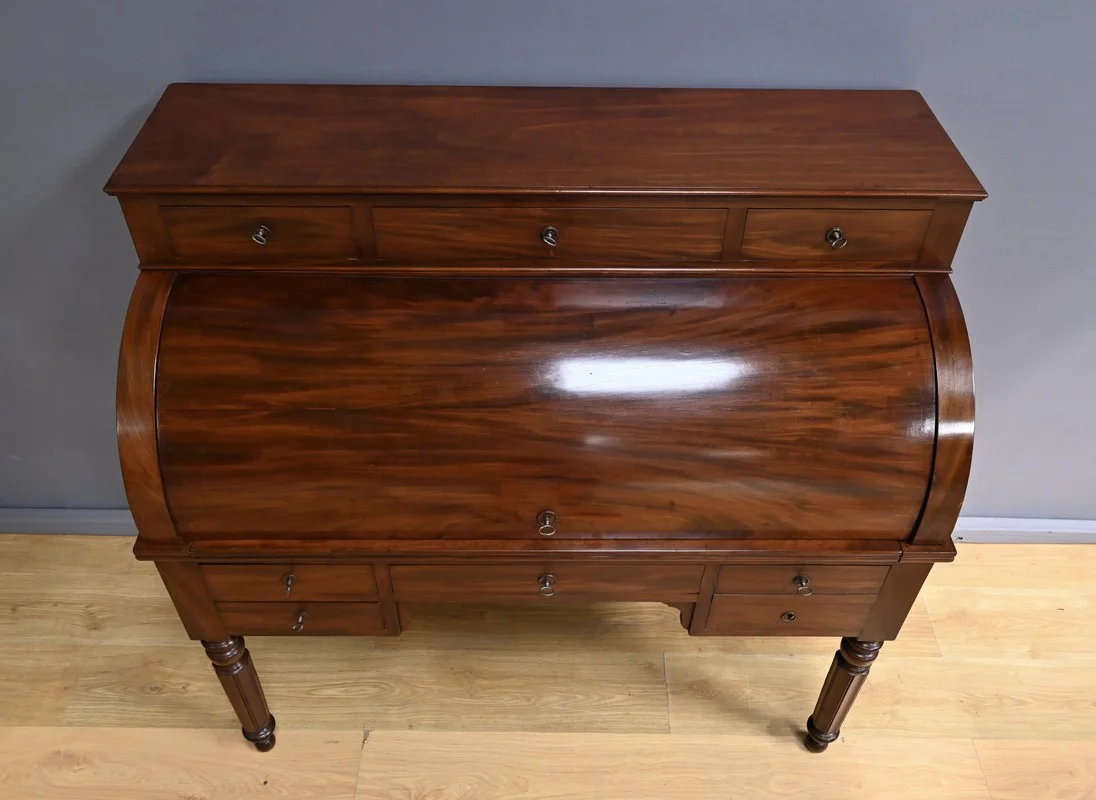 Bureau à Cylindre en Acajou, époque Restauration – 1ère partie XIXe