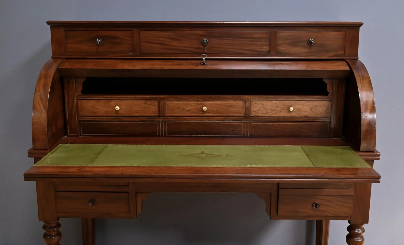 Bureau à Cylindre en Acajou, époque Restauration – 1ère partie XIXe