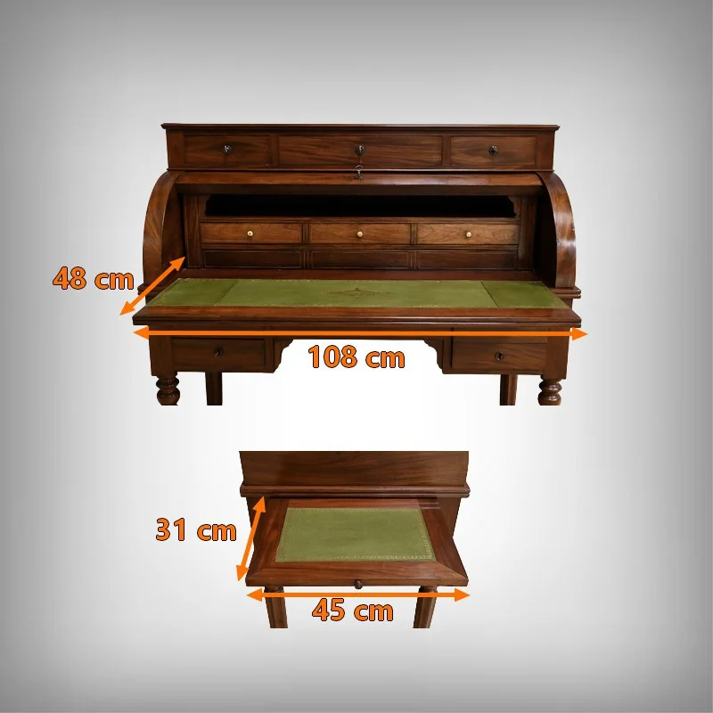 Bureau à Cylindre en Acajou, époque Restauration – 1ère partie XIXe
