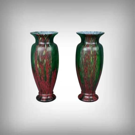 Paire de Vases en Pâte de Verre – Milieu XXe