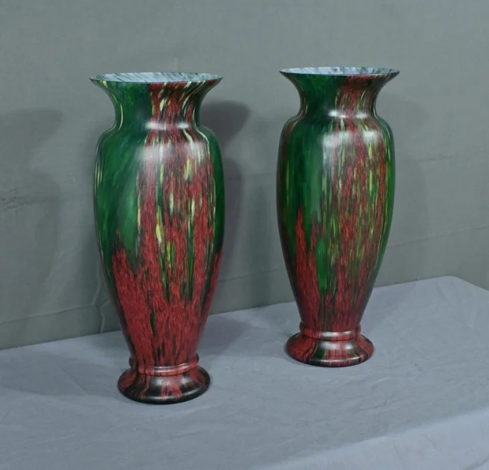 Paire de Vases en Pâte de Verre – Milieu XXe