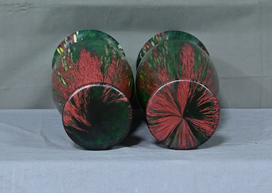 Paire de Vases en Pâte de Verre – Milieu XXe