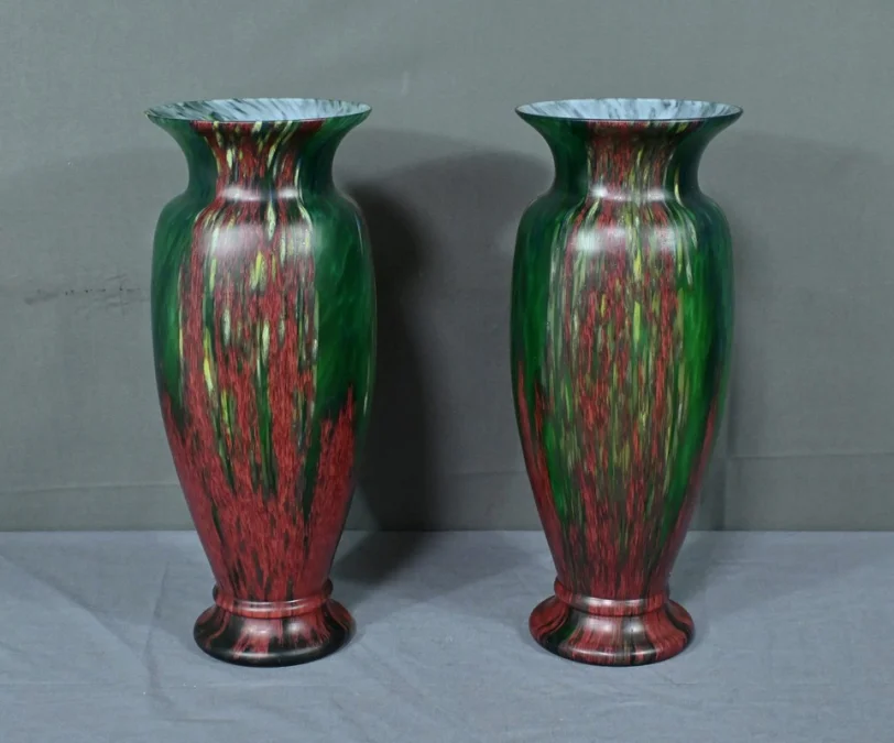 Paire de Vases en Pâte de Verre – Milieu XXe